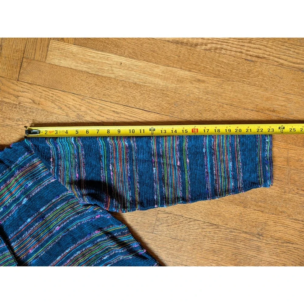 Coldwater Creek Blue Multi Stripe Textured Button Front Jacket Medium Artsy